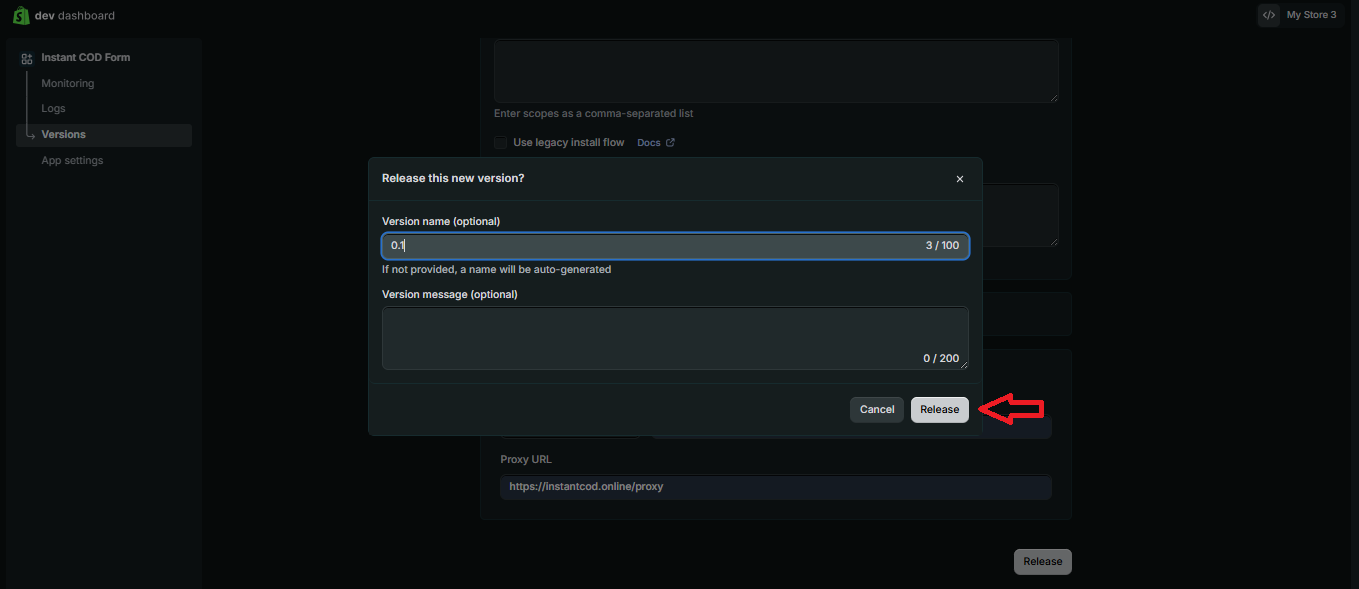 Confirm and release the new app version.
